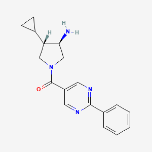 molecular formula C18H20N4O B5620870 [(3R,4S)-3-amino-4-cyclopropylpyrrolidin-1-yl]-(2-phenylpyrimidin-5-yl)methanone 