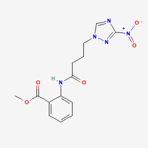 molecular formula C14H15N5O5 B5620968 METHYL 2-[4-(3-NITRO-1H-1,2,4-TRIAZOL-1-YL)BUTANAMIDO]BENZOATE 