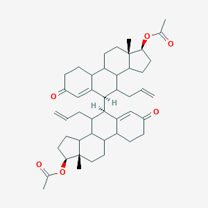 molecular formula C46H62O6 B056212 [(6S,7S,13S,17S)-6-[(6S,7S,13S,17S)-17-acetyloxy-13-methyl-3-oxo-7-prop-2-enyl-2,6,7,8,9,10,11,12,14,15,16,17-dodecahydro-1H-cyclopenta[a]phenanthren-6-yl]-13-methyl-3-oxo-7-prop-2-enyl-2,6,7,8,9,10,11,12,14,15,16,17-dodecahydro-1H-cyclopenta[a]phenanthren-17-yl] acetate CAS No. 119020-36-9