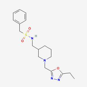 molecular formula C18H26N4O3S B5621562 N-({1-[(5-ethyl-1,3,4-oxadiazol-2-yl)methyl]piperidin-3-yl}methyl)-1-phenylmethanesulfonamide 