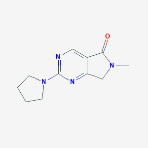 molecular formula C11H14N4O B056217 6-methyl-2-(1-pyrrolidinyl)-6,7-Dihydro-5H-pyrrolo(3,4-d)pyrimidin-5-one CAS No. 122113-51-3