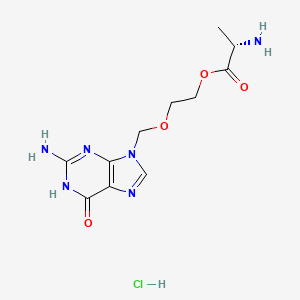molecular formula C11H17ClN6O4 B562171 9-[[2-(alpha-L-Alanyloxy)ethoxy]methyl]guanine Hydrochloride CAS No. 84499-63-8
