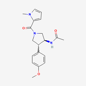 molecular formula C19H23N3O3 B5621820 N-[(3S,4R)-4-(4-methoxyphenyl)-1-(1-methylpyrrole-2-carbonyl)pyrrolidin-3-yl]acetamide 