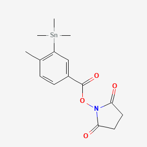 molecular formula C15H19NO4Sn B562199 1-{[4-Methyl-3-(trimethylstannyl)benzoyl]oxy}pyrrolidine-2,5-dione CAS No. 1260152-46-2