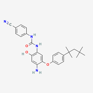 molecular formula C28H32N4O3 B562205 N-{4-Amino-2-hydroxy-5-[4-(2,4,4-trimethylpentan-2-yl)phenoxy]phenyl}-N'-(4-cyanophenyl)urea CAS No. 105127-42-2