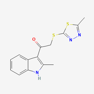 molecular formula C14H13N3OS2 B5622211 1-(2-methyl-1H-indol-3-yl)-2-[(5-methyl-1,3,4-thiadiazol-2-yl)sulfanyl]ethanone 