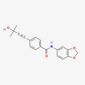 molecular formula C19H17NO4 B5622576 N-(1,3-benzodioxol-5-yl)-4-(3-hydroxy-3-methylbut-1-yn-1-yl)benzamide 