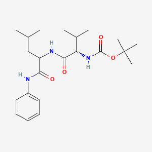 molecular formula C22H35N3O4 B562298 tert-butyl N-[(2S)-1-[(1-anilino-4-methyl-1-oxopentan-2-yl)amino]-3-methyl-1-oxobutan-2-yl]carbamate CAS No. 874899-05-5