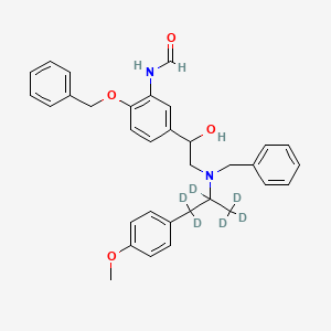 molecular formula C33H36N2O4 B562307 rac-N-Benzyl-N-[2-hydroxyl-2-(4-benzyloxy-3-formamidophenyl)-ethyl]-3-(4-methoxyphenyl)-2-propylamine-d6 CAS No. 1216518-77-2