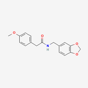 molecular formula C17H17NO4 B5623148 N-[(2H-1,3-BENZODIOXOL-5-YL)METHYL]-2-(4-METHOXYPHENYL)ACETAMIDE 