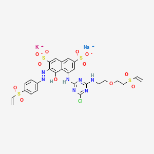 molecular formula C27H24ClKN7NaO12S4 B562340 2,7-Naphthalenedisulfonic acid, 5-((4-chloro-6-((2-(2-(ethenylsulfonyl)ethoxy)ethyl)amino)-1,3,5-triazin-2-yl)amino)-3-((4-(ethenylsulfonyl)phenyl)azo)-4-hydroxy-, potassium sodium salt CAS No. 101200-49-1