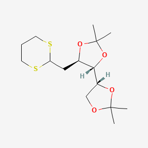 molecular formula C15H26O4S2 B562351 2-脱氧-3,4:5,6-二-O-异丙基-D-阿拉伯糖-六丙二硫缩醛 CAS No. 91294-64-3