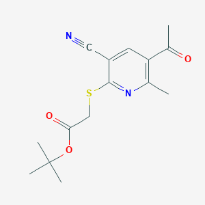 molecular formula C15H18N2O3S B5623623 TERT-BUTYL 2-[(5-ACETYL-3-CYANO-6-METHYLPYRIDIN-2-YL)SULFANYL]ACETATE 