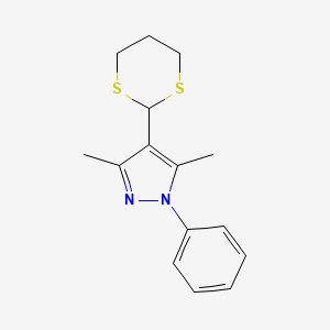 molecular formula C15H18N2S2 B562374 3,5-Dimethyl-4-(1,3-dithian-YL)-1-phenylpyrazole CAS No. 201008-67-5
