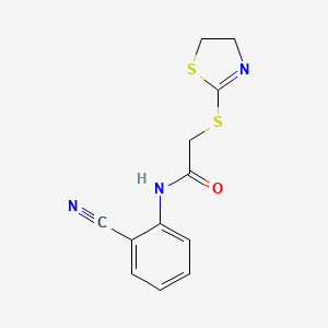 molecular formula C12H11N3OS2 B5623741 N-(2-cyanophenyl)-2-(4,5-dihydro-1,3-thiazol-2-ylsulfanyl)acetamide 