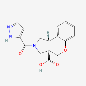 molecular formula C16H15N3O4 B5623822 (3aR,9bR)-2-(1H-pyrazole-5-carbonyl)-1,3,4,9b-tetrahydrochromeno[3,4-c]pyrrole-3a-carboxylic acid 
