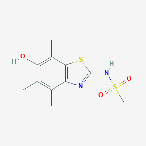 molecular formula C11H14N2O3S2 B056244 N-(6-Hydroxy-4,5,7-trimethyl-1,3-benzothiazol-2-yl)methanesulfonamide CAS No. 120181-23-9
