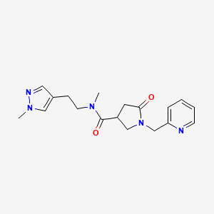 molecular formula C18H23N5O2 B5624470 N-methyl-N-[2-(1-methyl-1H-pyrazol-4-yl)ethyl]-5-oxo-1-(2-pyridinylmethyl)-3-pyrrolidinecarboxamide 
