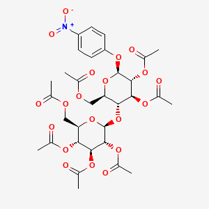 molecular formula C32H39NO20 B562498 4-Nitrophenyl 2,3,6-tri-O-acetyl-4-O-(2,3,4,6-tetra-O-acetyl-beta-D-glucopyranosyl)-beta-D-glucopyranoside CAS No. 69948-03-4