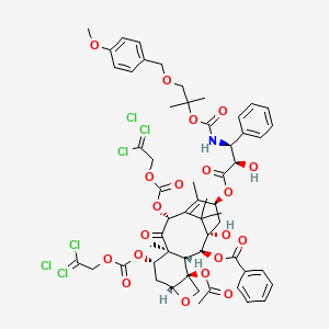 B562499 N-Des-t-boc-N-2-[2-methyl-1-(4-methoxyphenyl)methoxy]propyloxycarbonxyl-7,10-O-bis{[(2,2,2-trichloroethyl)oxy]carbonyl} Docetaxel CAS No. 154044-74-3