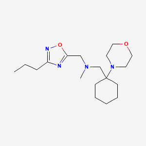 molecular formula C18H32N4O2 B5624998 N-methyl-N-[(1-morpholin-4-ylcyclohexyl)methyl]-1-(3-propyl-1,2,4-oxadiazol-5-yl)methanamine 