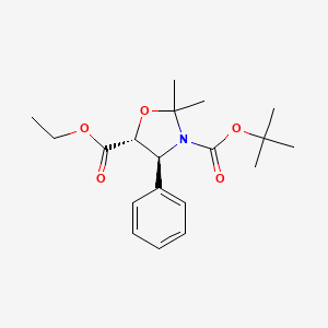 molecular formula C19H27NO5 B562501 3-(t-Boc)-2,2-dimethyl-4-phenyl-1,3-oxazolidin-5-yl]formic Acid Ethyl Ester CAS No. 143527-74-6