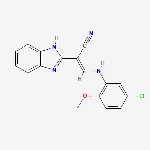 molecular formula C17H13ClN4O B5625035 (E)-2-(1H-benzo[d]imidazol-2-yl)-3-((5-chloro-2-methoxyphenyl)amino)acrylonitrile 