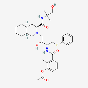 molecular formula C34H47N3O6S B562510 (3S,4aS,8aS)-2-[(2R,3R)-3-[(3-Acetoxy-2-methylbenzoyl)amino]-4-phenythiobutyl]-decahydro-N-(2-hydroxy-1,1-dimethylethyl)-3-isoquinolinecarboxamide CAS No. 1217807-30-1