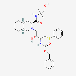 molecular formula C32H45N3O5S B562512 (3S,4aS,8aS)-Decahydro-N-(2-hydroxy-1,1-dimethylethyl)-2-[(2R,3R)-2-hydroxy-3-carbobenzyloxyamino-4-phenylthiobutyl]-3-isoquinolinecarboxamide CAS No. 213135-55-8