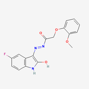 molecular formula C17H14FN3O4 B5625182 N'-[(3Z)-5-Fluoro-2-oxo-2,3-dihydro-1H-indol-3-ylidene]-2-(2-methoxyphenoxy)acetohydrazide 