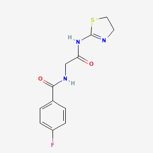 molecular formula C12H12FN3O2S B5625566 N-[(4,5-Dihydro-thiazol-2-ylcarbamoyl)-methyl]-4-fluoro-benzamide 