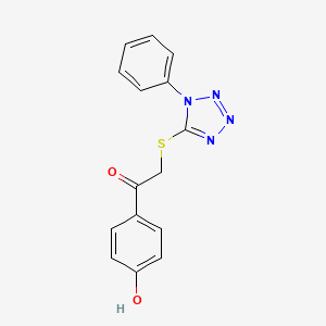molecular formula C15H12N4O2S B5625685 1-(4-Hydroxyphenyl)-2-(1-phenyltetrazol-5-yl)sulfanylethanone 