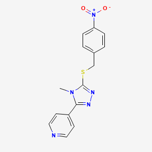 molecular formula C15H13N5O2S B5625692 4-{4-methyl-5-[(4-nitrobenzyl)thio]-4H-1,2,4-triazol-3-yl}pyridine 
