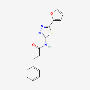 molecular formula C15H13N3O2S B5625992 N-[5-(2-furyl)-1,3,4-thiadiazol-2-yl]-3-phenylpropanamide 