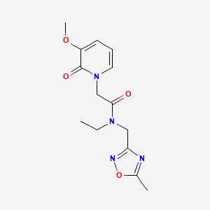 molecular formula C14H18N4O4 B5626186 N-ethyl-2-(3-methoxy-2-oxopyridin-1(2H)-yl)-N-[(5-methyl-1,2,4-oxadiazol-3-yl)methyl]acetamide 