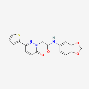molecular formula C17H13N3O4S B5626253 N-(1,3-benzodioxol-5-yl)-2-[6-oxo-3-(thiophen-2-yl)pyridazin-1(6H)-yl]acetamide 