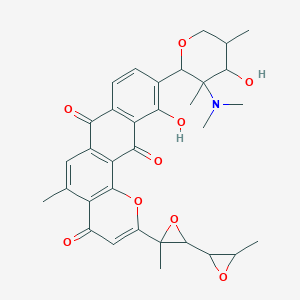 molecular formula C33H35NO9 B056268 10-[3-(Dimethylamino)-4-hydroxy-3,5-dimethyloxan-2-yl]-11-hydroxy-5-methyl-2-[2-methyl-3-(3-methyloxiran-2-yl)oxiran-2-yl]naphtho[2,3-h]chromene-4,7,12-trione CAS No. 119725-31-4