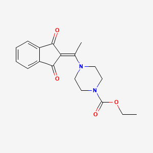 molecular formula C18H20N2O4 B5627086 ETHYL 4-[1-(1,3-DIOXO-2,3-DIHYDRO-1H-INDEN-2-YLIDENE)ETHYL]PIPERAZINE-1-CARBOXYLATE 