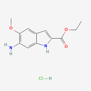 molecular formula C12H15ClN2O3 B562713 Ethyl 6-amino-5-methoxyindole-2-carboxylate hydrochloride CAS No. 1189986-62-6