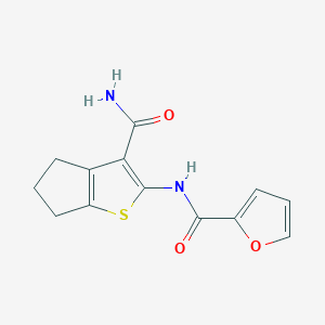 molecular formula C13H12N2O3S B5627206 N-(3-carbamoyl-5,6-dihydro-4H-cyclopenta[b]thiophen-2-yl)furan-2-carboxamide 