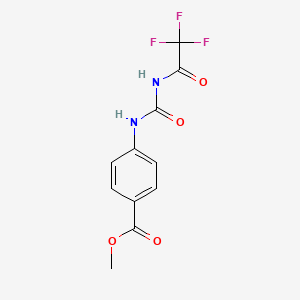 molecular formula C11H9F3N2O4 B5627629 methyl 4-{[(2,2,2-trifluoroacetyl)carbamoyl]amino}benzoate 