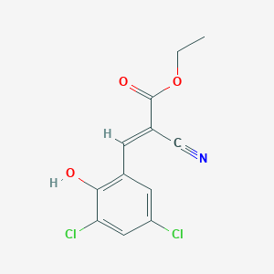 molecular formula C12H9Cl2NO3 B5628386 ethyl (E)-2-cyano-3-(3,5-dichloro-2-hydroxyphenyl)prop-2-enoate 