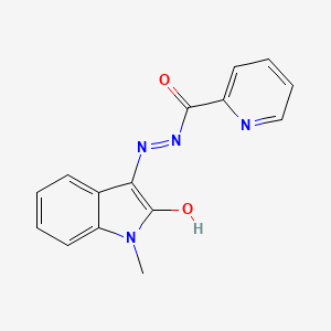 molecular formula C15H12N4O2 B5628436 N'-[(3Z)-1-methyl-2-oxo-1,2-dihydro-3H-indol-3-ylidene]pyridine-2-carbohydrazide 