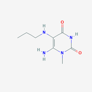 molecular formula C8H14N4O2 B056287 6-Amino-1-methyl-5-(propylamino)pyrimidine-2,4(1H,3H)-dione CAS No. 125092-42-4