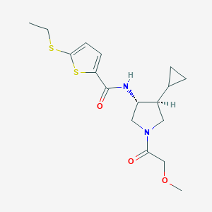 molecular formula C17H24N2O3S2 B5628953 N-[(3R,4S)-4-cyclopropyl-1-(2-methoxyacetyl)pyrrolidin-3-yl]-5-ethylsulfanylthiophene-2-carboxamide 
