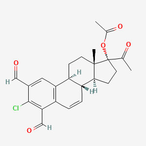 molecular formula C24H25ClO5 B562897 [(8R,9S,13S,14S,17R)-17-acetyl-3-chloro-2,4-diformyl-13-methyl-9,11,12,14,15,16-hexahydro-8H-cyclopenta[a]phenanthren-17-yl] acetate CAS No. 19588-35-3