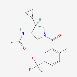 molecular formula C18H21F3N2O2 B5629168 N-[(3R,4S)-4-cyclopropyl-1-[2-methyl-5-(trifluoromethyl)benzoyl]pyrrolidin-3-yl]acetamide 