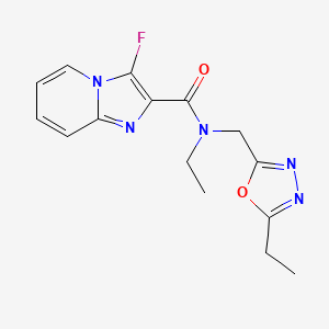 molecular formula C15H16FN5O2 B5629221 N-ethyl-N-[(5-ethyl-1,3,4-oxadiazol-2-yl)methyl]-3-fluoroimidazo[1,2-a]pyridine-2-carboxamide 