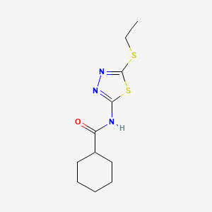 molecular formula C11H17N3OS2 B5629454 N-[5-(ethylsulfanyl)-1,3,4-thiadiazol-2-yl]cyclohexanecarboxamide 