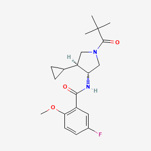 molecular formula C20H27FN2O3 B5630006 N-[(3R,4S)-4-cyclopropyl-1-(2,2-dimethylpropanoyl)pyrrolidin-3-yl]-5-fluoro-2-methoxybenzamide 